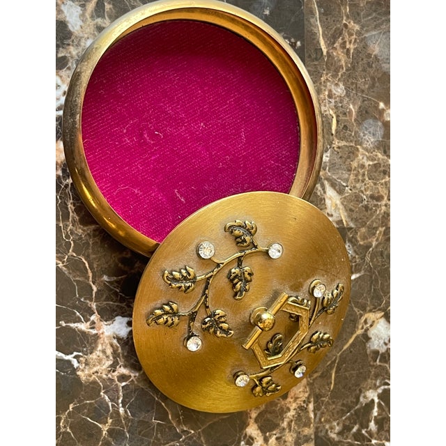 Vintage Gold Box With Leaf Motif and Velvet Interior For Sale - Image 4 of 6