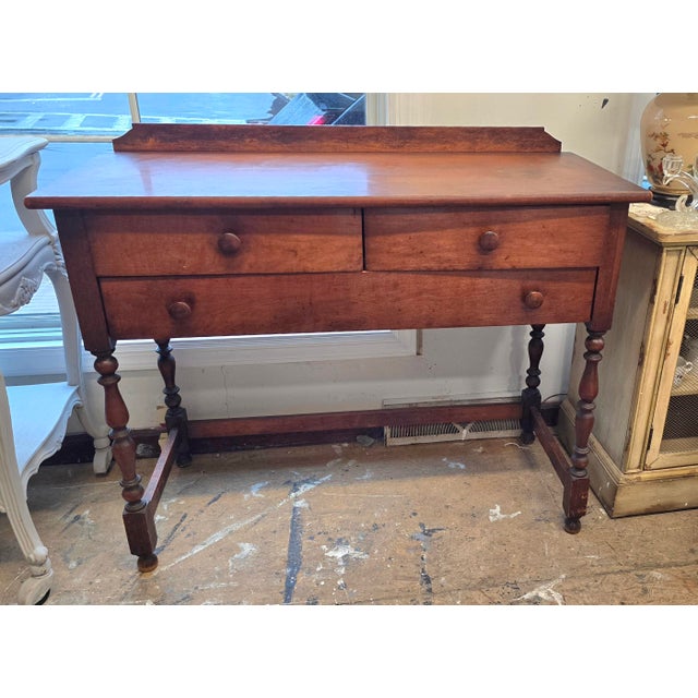 Vintage Early American Wooden Desk / Sideboard For Sale - Image 9 of 9