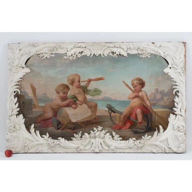 Allegorical Scenes, 1880, Paintings on Wood, Set of 2 For Sale - Image 3 of 12