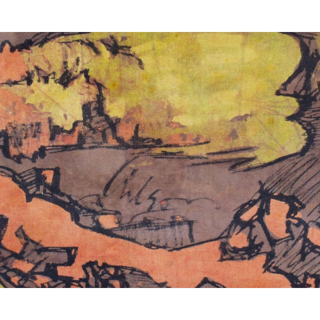 Abstract Landscape Batik Signed by Harry Hilson For Sale - Image 4 of 9