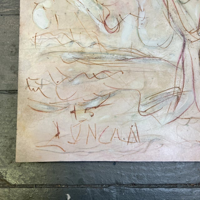 Contemporary original abstract encaustic painting / drawing. Signed lower left soft, Peter Duncan. Measures 12x15. Check...