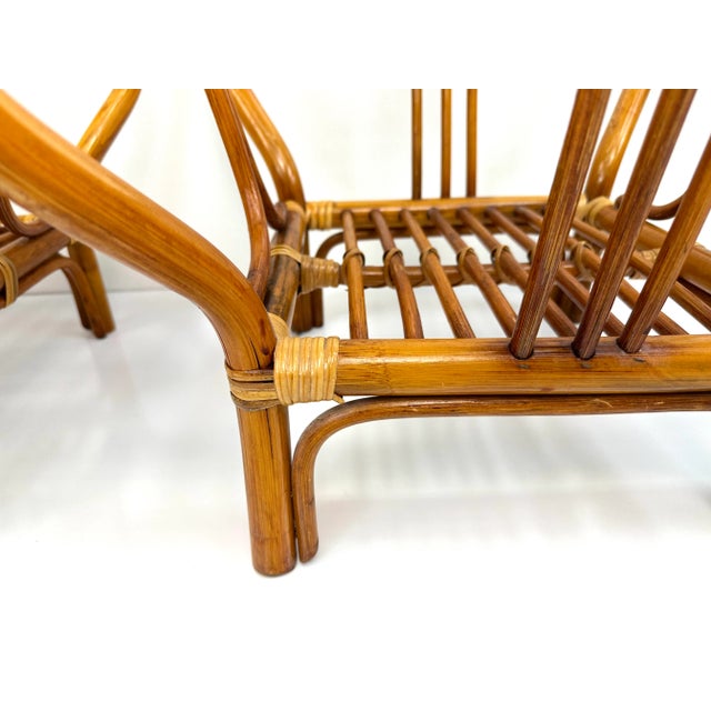 1960s Mid-Century Rattan and Glass Side Tables in the Style of Ficks Reed, a Pair For Sale - Image 5 of 14