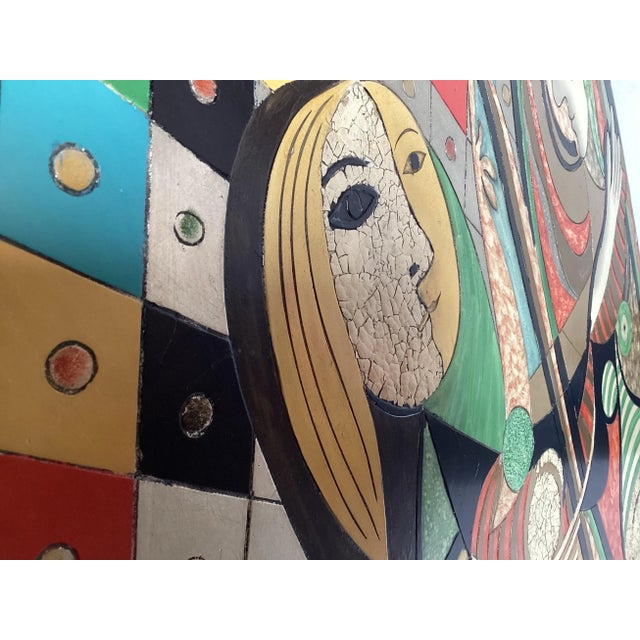 Silver Abstract Mid Century Foil, Gesso and Acrylic Painting on Board For Sale - Image 8 of 9