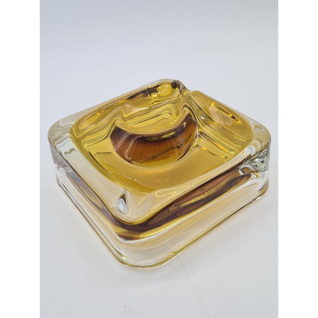 Murano Sommerso Ashtray Amber Art Glass, Italy, 1960s For Sale - Image 6 of 11