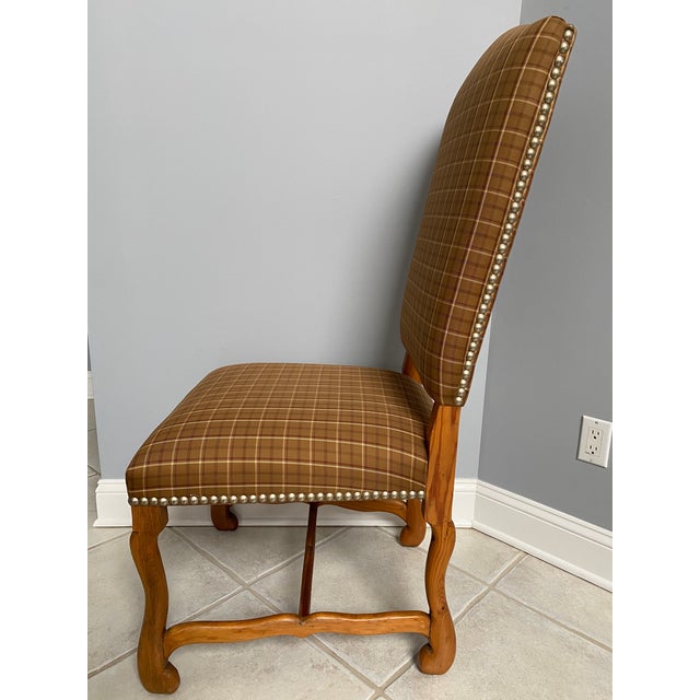 Ralph Lauren Tartan High Back Nailhead Studded Dining Chairs Set of 4