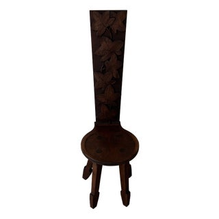 Side Chair in Carved Oak For Sale