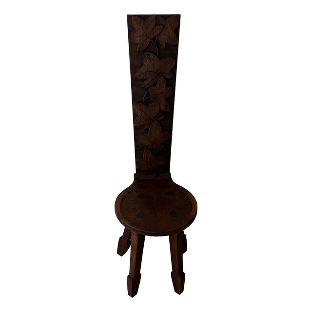 Side Chair in Carved Oak For Sale