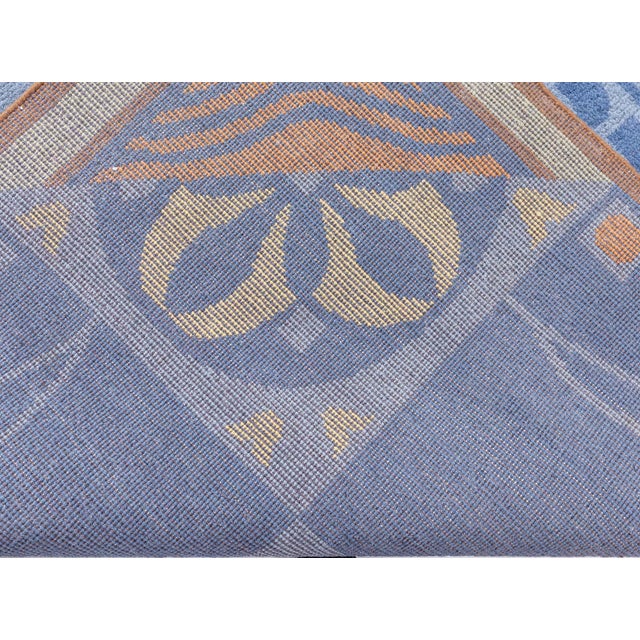 Viennese Inspired Blue Hand-Knotted Wool Rug by Doris Leslie Blau For Sale - Image 9 of 9