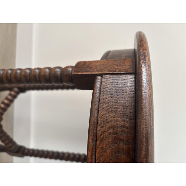 Small Vintage Round Woode Side Table with Turned Legs, 1950s For Sale - Image 4 of 9