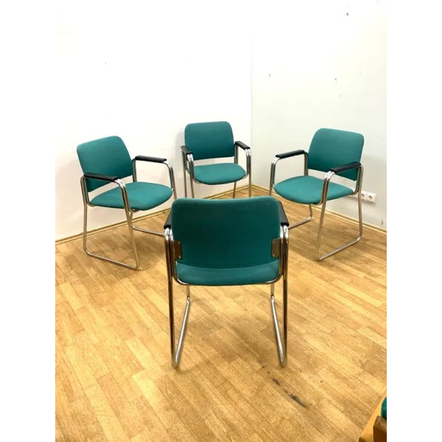 Green Armchairs, Czechoslovakia, 1970s, Set of 4 For Sale - Image 8 of 11