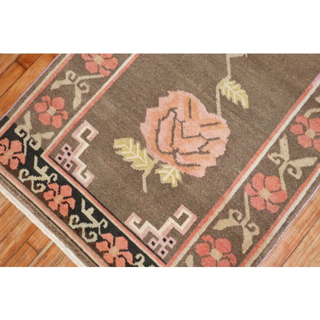 Asian Antique Floral Vintage Tibetan Rug - 3'1" x 6' For Sale - Image 3 of 9