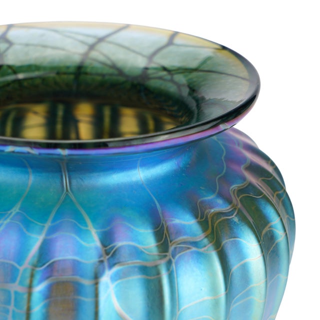 2010s Mayauel Ward Contemporary Iridescent Blue Blown Glass Vase, 2015 For Sale - Image 5 of 12