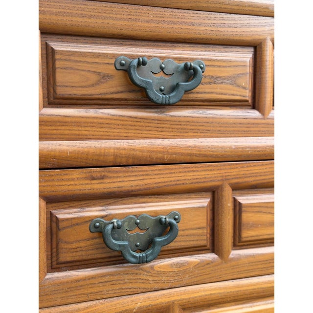 Vintage Chinese Elm Elmwood Wedding Cabinet Armoire Prosperity Cabinet Chinoiserie Wardrobe With Interior Hanging Rail For Sale - Image 10 of 12