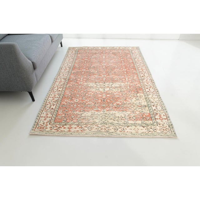 Textile Vintage Turkish Area Rug, Floral Anatolian Design, Handwoven Wool For Sale - Image 7 of 10