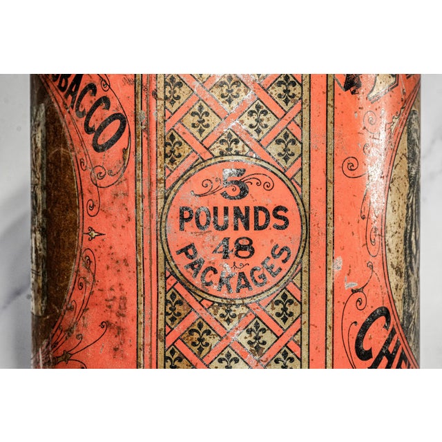 Metal Neat Large Antique Tiger Chewing Tobacco Tin Country Store Advertising Display Can Americana Tobacciana General Store Home Decor For Sale - Image 7 of 16