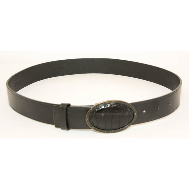 Early 21st Century FENDI Black Leather Crocodile Cowboy Belt. For Sale - Image 5 of 11