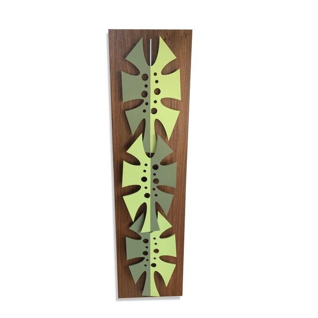 "MONSTERA" Handmade Painted Wood and Metal Wall Art In the tradition of mid century decor, this piece shows abstract...