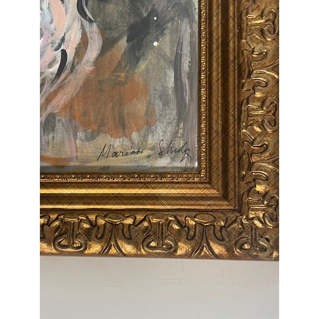 1960s 1960s Pair of Dark Abstract Floral Pink Peonies Paintings Signed and Framed For Sale - Image 5 of 7