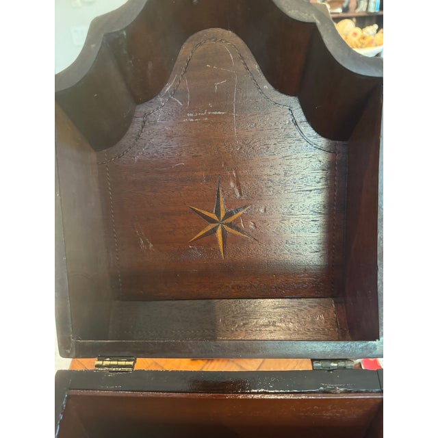 A handsome pair of early 19th century mahogany letter boxes having satinwood inlay throughout. Note star inlay on inside...
