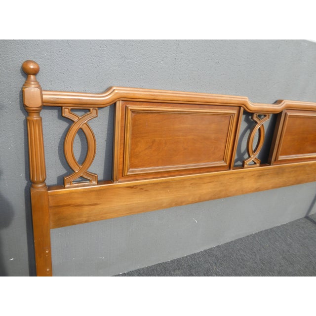 1950s Mid Century Modern Solid Cherry Wood King Headboard For Sale - Image 10 of 13