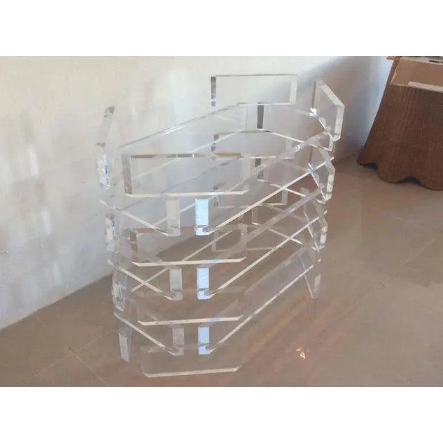 Transparent Vintage Stacked Lucite Dining Table or Desk Base For Sale - Image 8 of 12