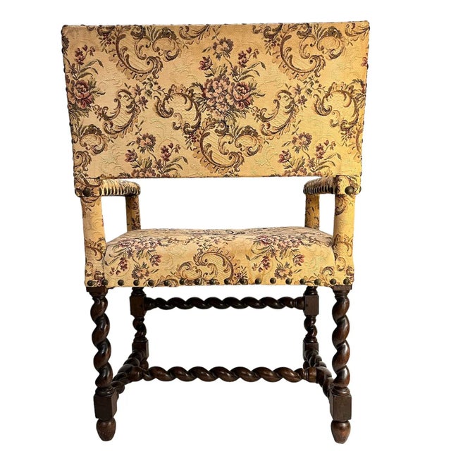 Early 19th Century Early 19th Century English Barley Twist Walnut Armchair For Sale - Image 5 of 12