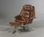 Animal Skin Vintage Danish Cognac Leather Lounge Chair & Stool by H. W. Klein For Sale - Image 7 of 7