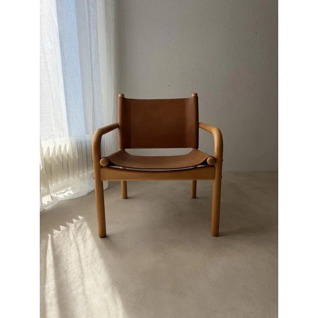 Danish Safari Armchair in Beech Wood and Leather, 1970s For Sale - Image 10 of 12