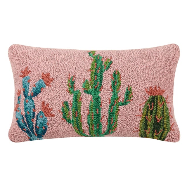 Contemporary Pretty Cactus Hook Pillow, 12" x 20" For Sale - Image 3 of 3