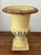 French Mid-Century Petite Cast Iron Medici Style Garden Urn in Pale Buttercup Yellow For Sale - Image 3 of 12