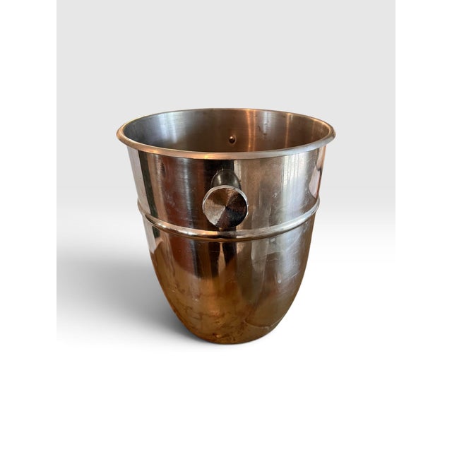 Chrome Vintage Mid-Century Modern Stainless Steel Champagne Bucket on Tripod Stand, 30.5” For Sale - Image 8 of 8
