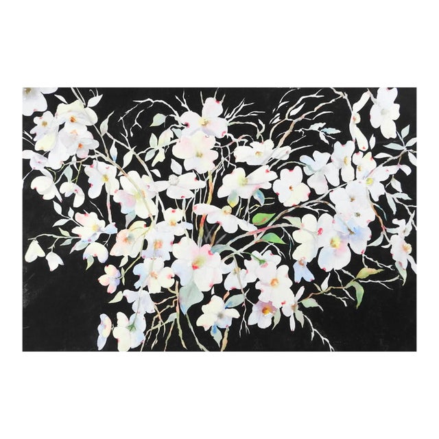 Contemporary Flowering Dogwood Watercolor Painting For Sale