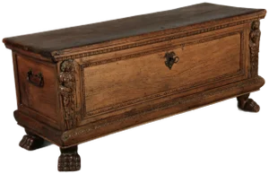 Antique Italian Cassone Renaissance Chest in Walnut, 1700