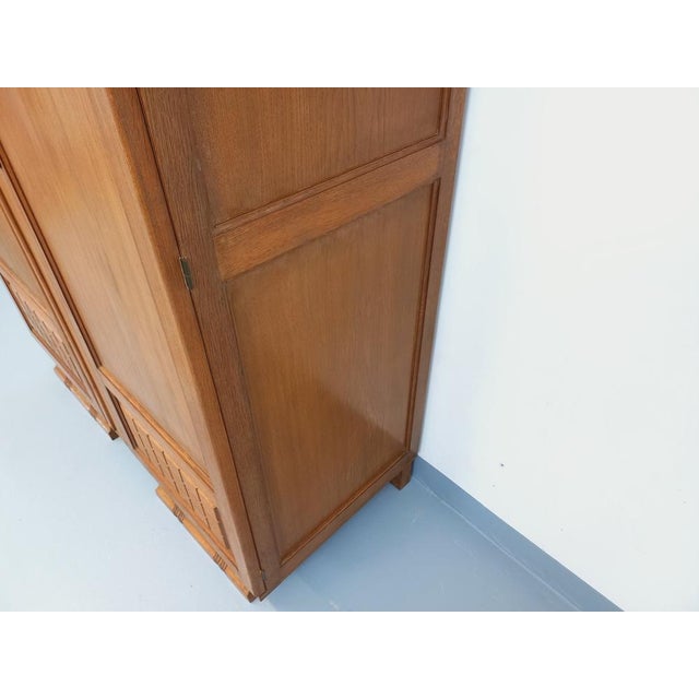 Vintage Art Deco Style Wardrobe in Oak, 1950s For Sale - Image 10 of 15