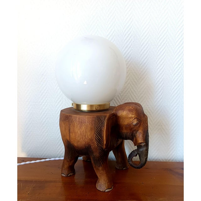 Vintage Elephant and Opaline Table Lamp, 1940s For Sale - Image 13 of 13