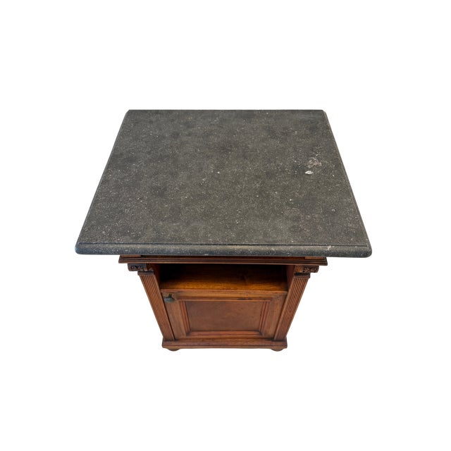 Victorian Walnut Marble Top Nightstand Cabinet For Sale - Image 15 of 15