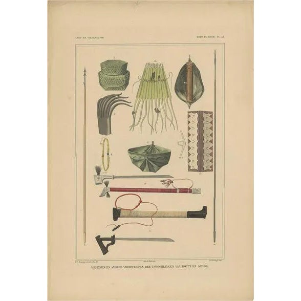 C.J. Temminck, Weapons and Tools of Roti & Sawoe Indonesia, 1840, Paper For Sale