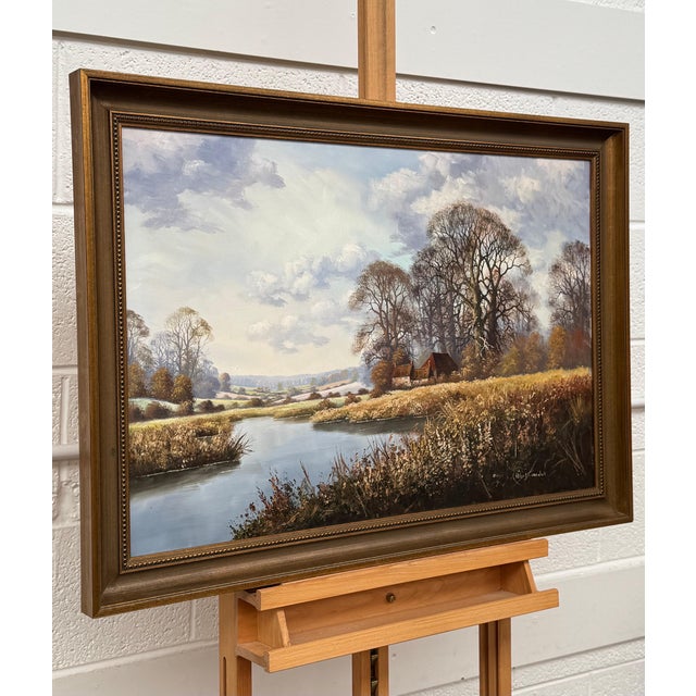 Farmhouse by a River in the English Countryside by 20th Century British Artist 1975 Circa For Sale - Image 16 of 18