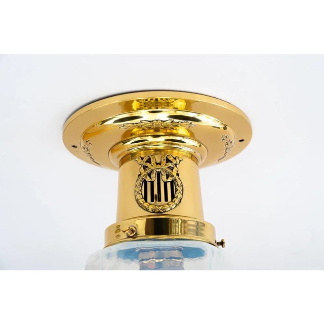 Art Deco Ceiling Lamps with Opaline Glass Shades, 1920s, Set of 2 For Sale - Image 3 of 12