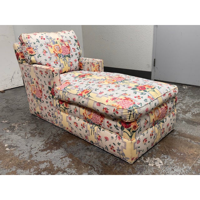 Traditional Bespoke Floral Upholstered Chaise For Sale - Image 3 of 12