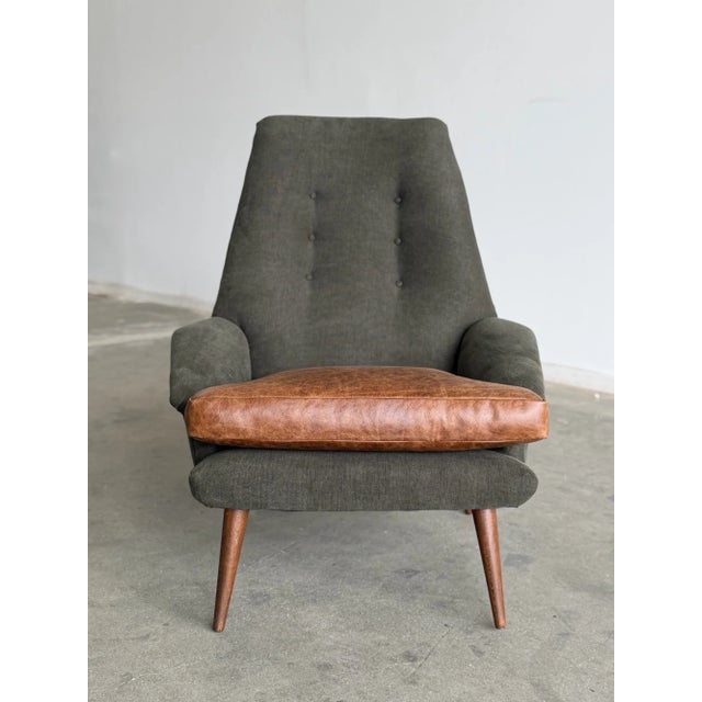 Green 1960s Danish Modern High Back Lounge Chair For Sale - Image 8 of 11
