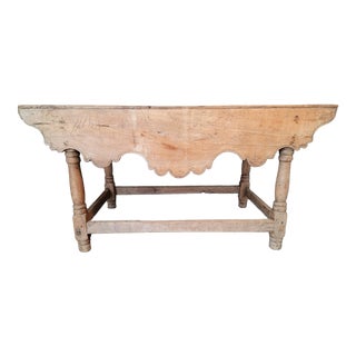 Rustic Oak Farm Table With Apron For Sale