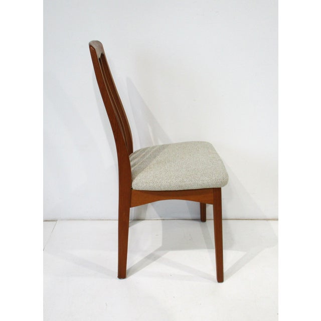 Teak Upholstered Dining Chairs 2 Arm 2 Sides in the Style of Danish Modern For Sale - Image 11 of 17