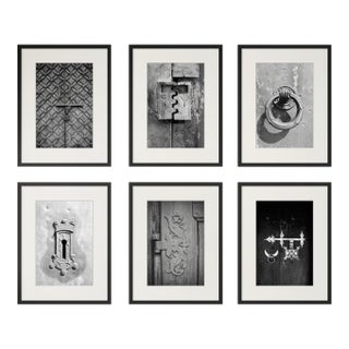 Set of 6 - 'Antique Locks' Framed Contemporary Black and White Gallery Wall of Photographs Installation For Sale