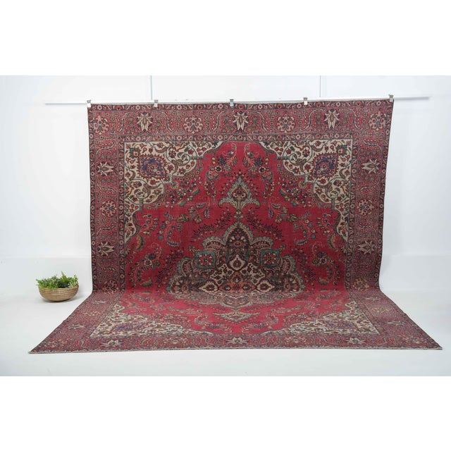 Vintage Persian Hand-Knotted area rug is a semi-antique vintage area rug. The '70s Eastern region of Persia's unique rug...