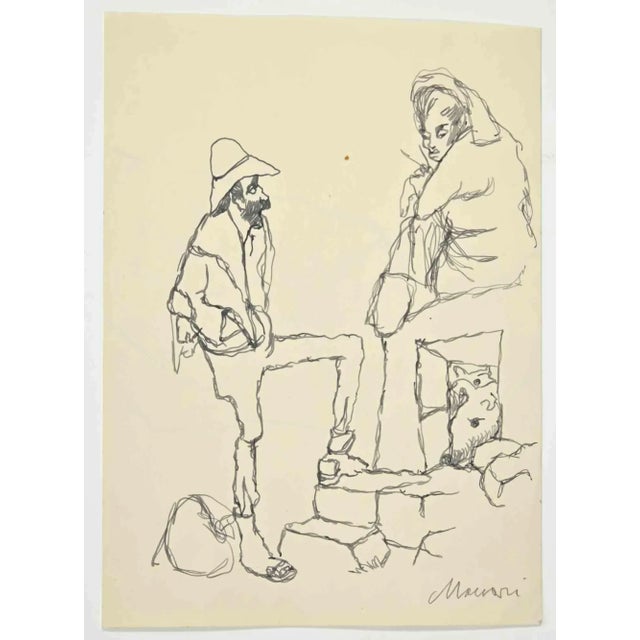 Prisoners is a Pen Drawing realized by Mino Maccari (1924-1989) in the 1960s. Hand-signed on the lower. Good condition....