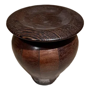 1970s Sculptural Exotic Wood Studio Vessel Lidded Jar