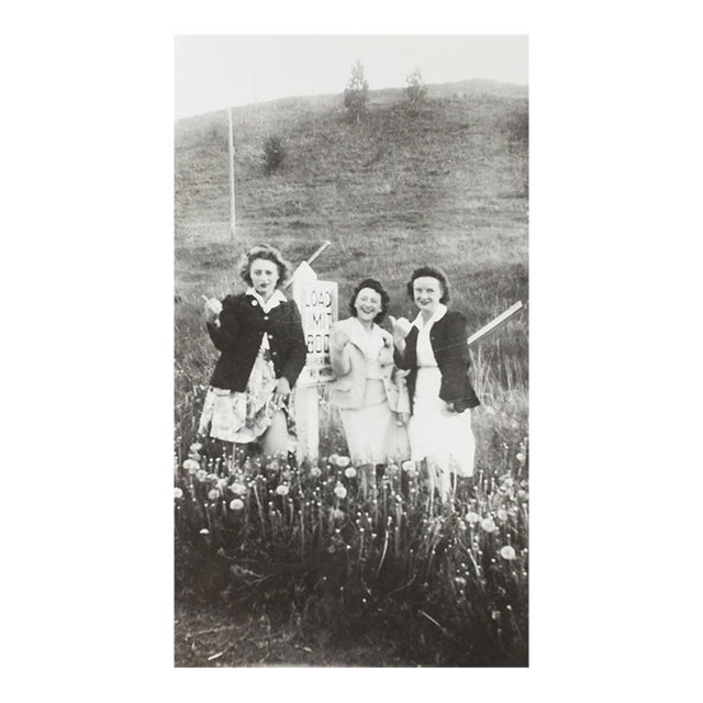 Mid 20th Century Women Hitching a Ride Snapshot Photograph For Sale