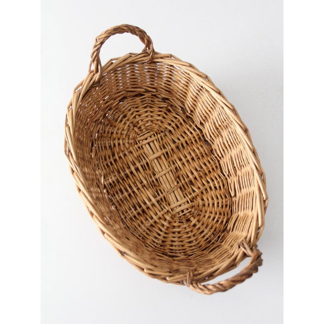 Brown Vintage Wicker Gathering Basket For Sale - Image 8 of 10