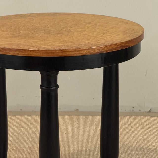 French Art Deco Period Empire Style Round End Table With Birdseye Maple Top For Sale In Dallas - Image 6 of 18